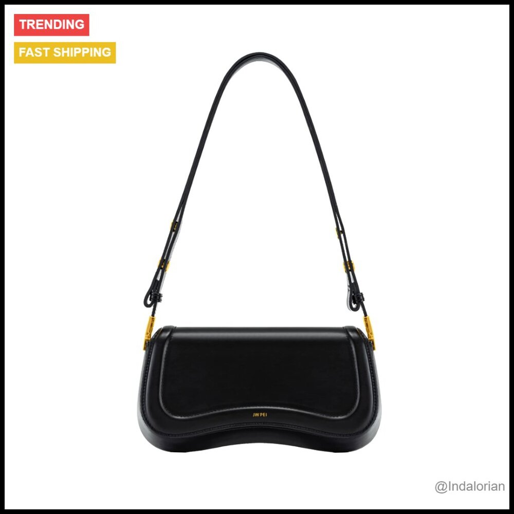 Vegan Leather Shoulder Bag Chic Minimal Adjustable Strap Magnetic Closure